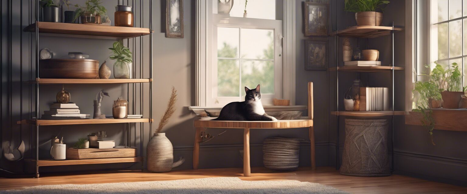 Cozy corner with corner cat shelves