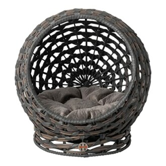 Huntley Equestrian Pet Rattan Cat Bed Condo